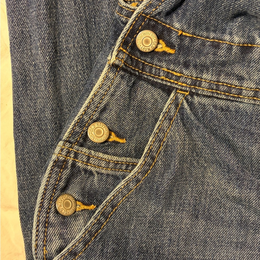 Old Navy Women's Classic Blue Jeans Overalls 100% Cotton Heavy Denim 27in Inseam - Picture 5 of 9